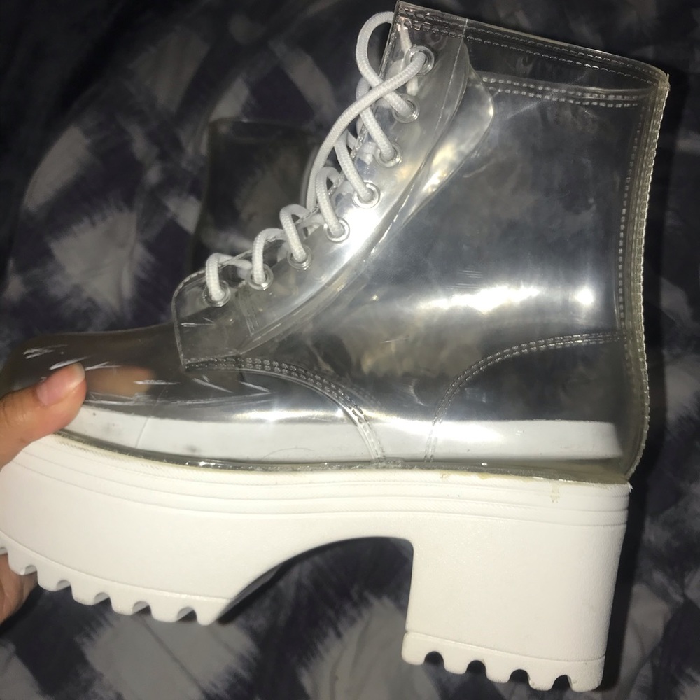 White Transparent Platform boots